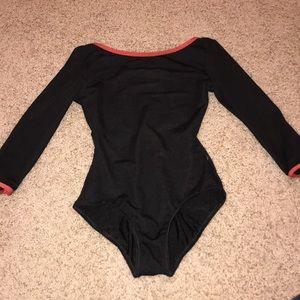 Black mariia leotard with red trim